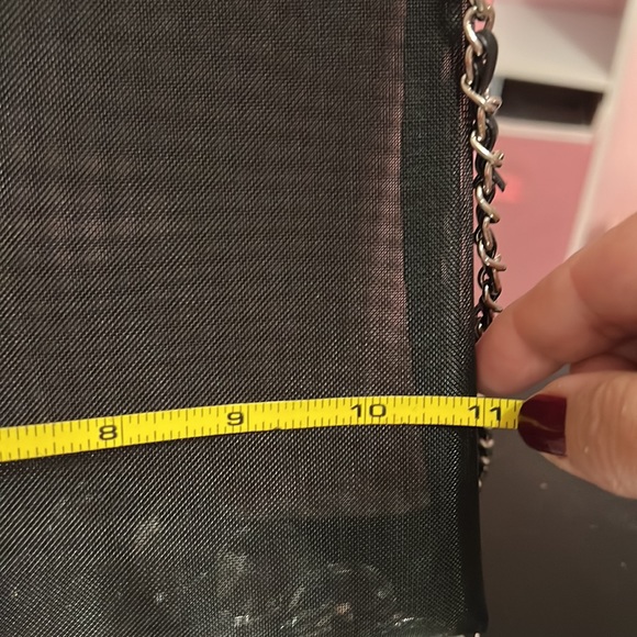 🖤🩶🖤Dior Mesh Pouch with Silver/Black Adjustable Chain Attached 11x8 - Picture 12 of 14